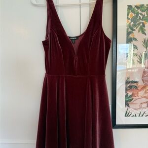 Express Red Plunge Neck Sleeveless Mini Dress